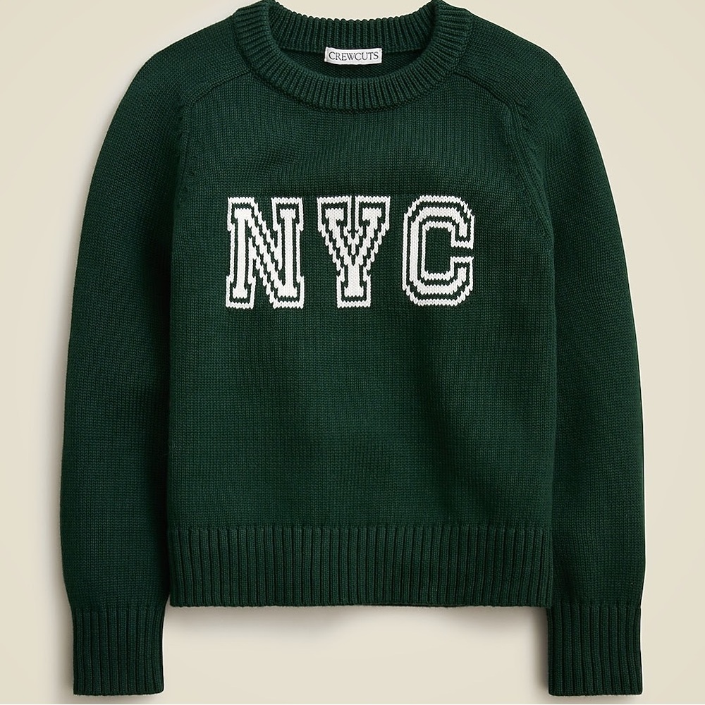 J.Crew Crewcuts NYC crewneck sweater MEDIUM in Dark Green Jcrew kids sweater